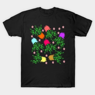 Floral Line Art Pattern T-Shirt